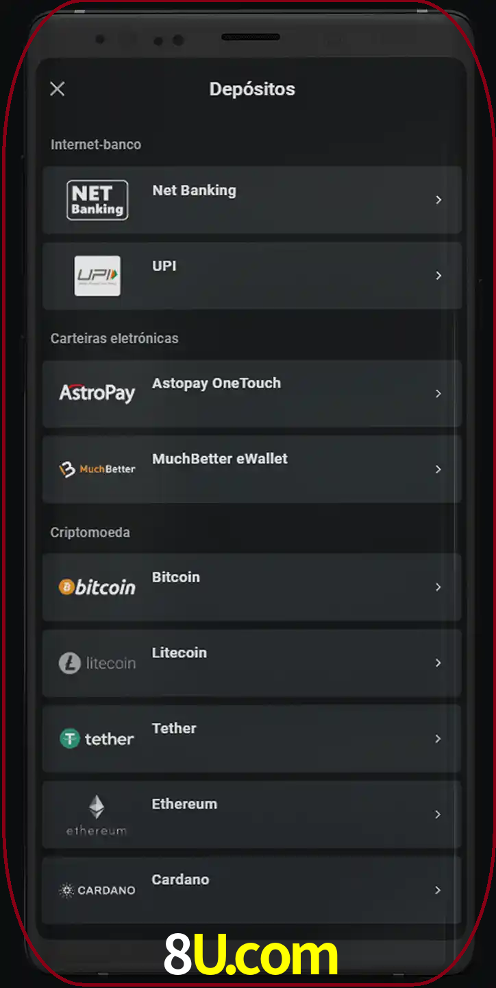 Você pode usar métodos alternativos de depósito.